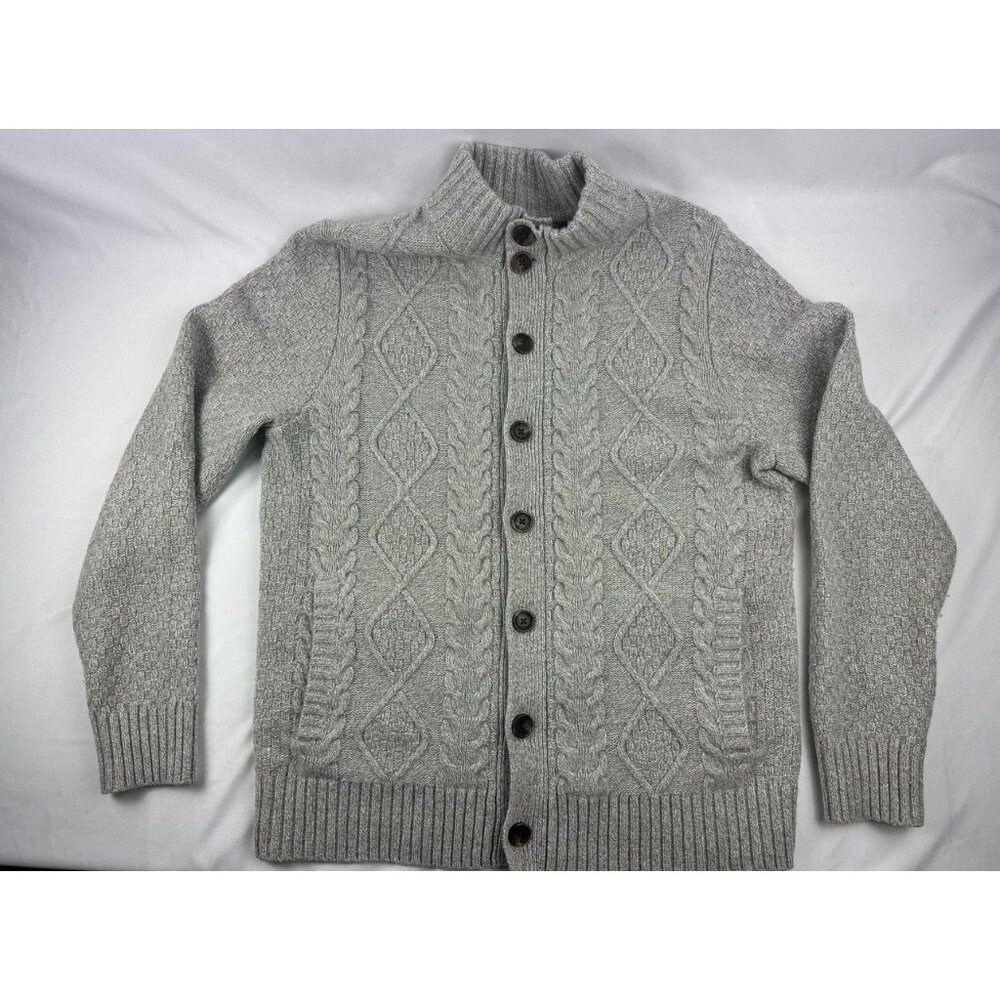 Brooks Brothers Knit Sweater Men L Gray Merino Wool Old Money Grandpa $298
